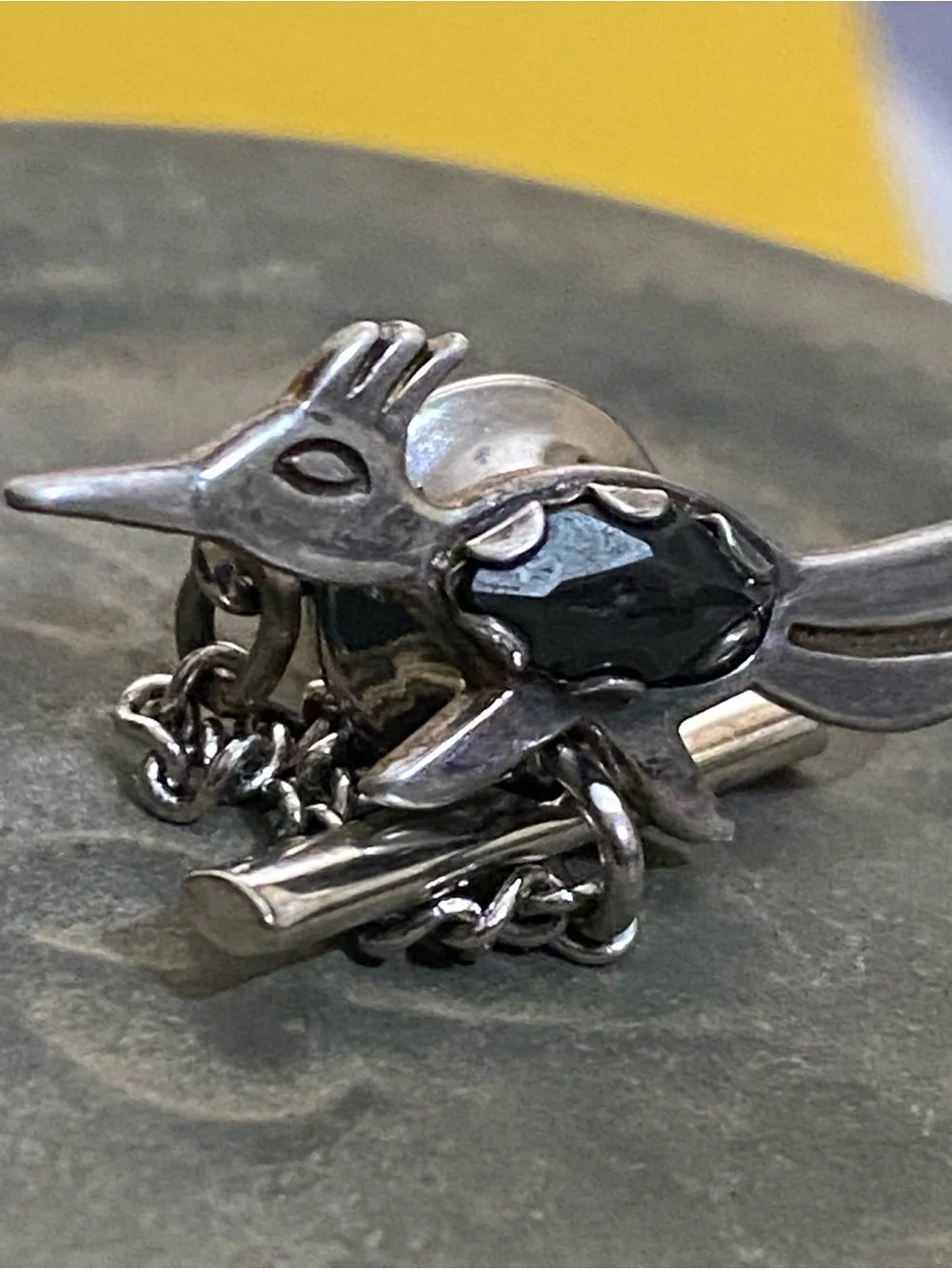 Native American Bell Trading 925 Sterling Hemitite Roadrunner Bird Tie Tack